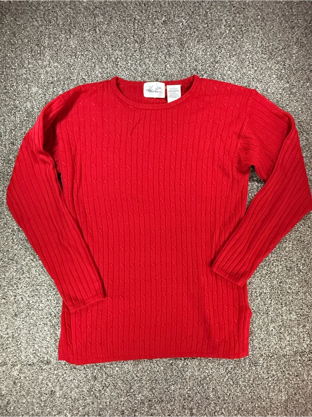 Kathie Lee Collection Red Cable-Knit Crewneck Sweater